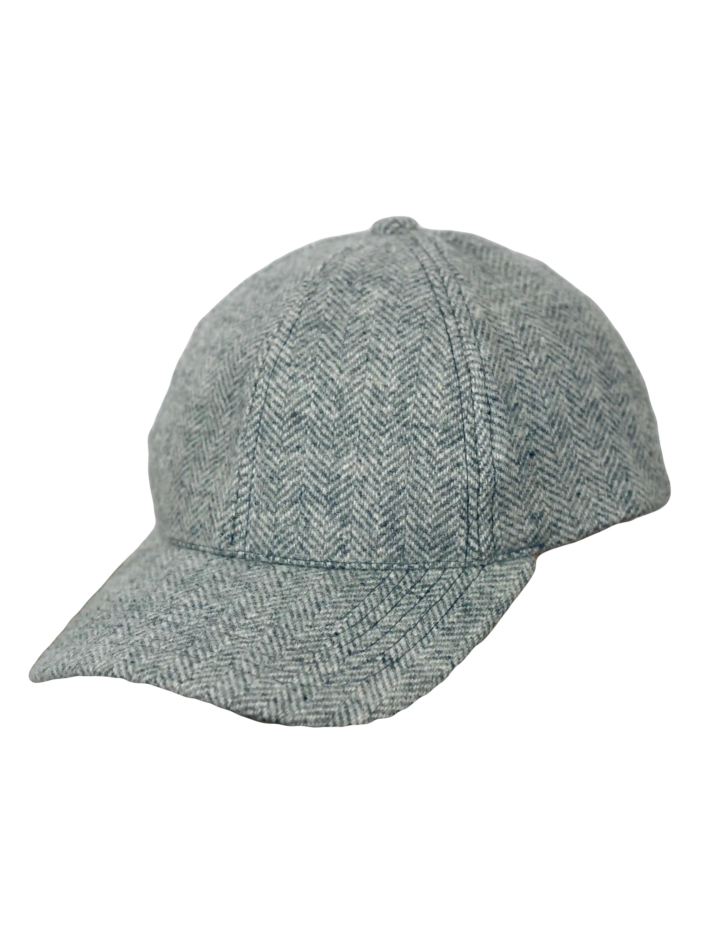 Woll-Basecap – Grau (Fischgrätenmuster)